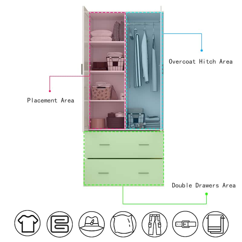 Timechee Armoire Wardrobes With Mirror And Hanging