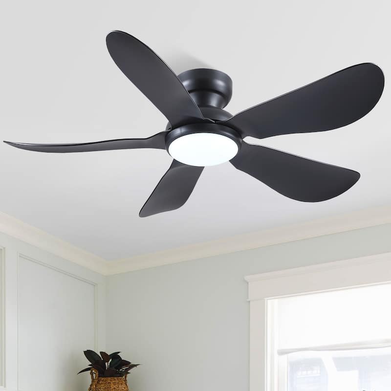 32/36/46/52 inches Low Profile Ceiling Fan with Light and Remote for Living Room Bedroom Kid's Room Patio - 46 Inches - Black