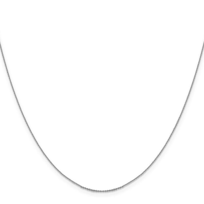 Curata Italian 14k White Gold 0.85mm Diamond-Cut Cable Chain Necklace Options: 16 18 20