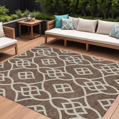 HomeRoots Trellis Transitional Rectangle Outdoor Rug
