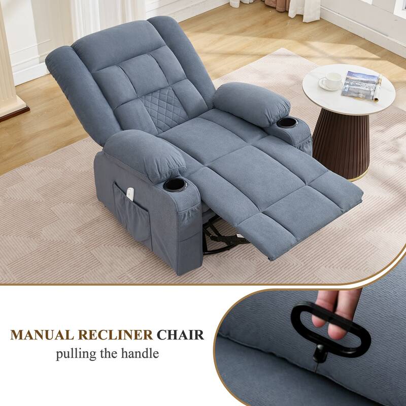 Kneading Massage Rocker Recliner Chair with 4-Point 3D Kneading Massage and Heat for Living Room with Rocking Function