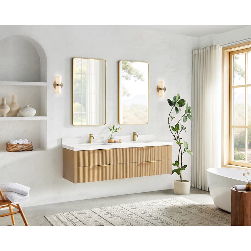 Barcelona Floating Bath Vanity with Quartz Stone Top without Mirror