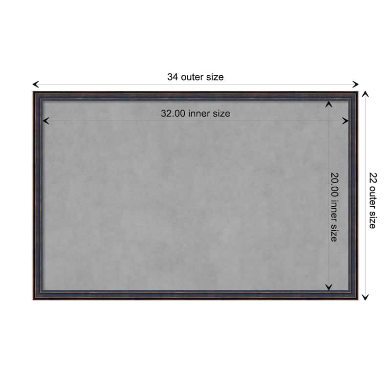 Amanti Art Dark Bronze Scoop Framed Magnetic Board - Board Size 32x20