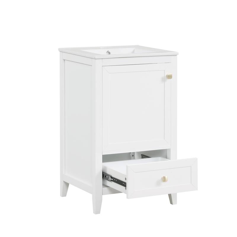 Bathroom Vanity with Sink, Free Standing Bathroom Vanity, Bathroom Cabinet with Soft Closing Door, Storage Rack & 1 Drawer
