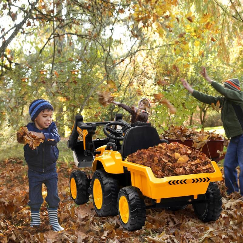 12V Kids 3 in 1 Ride on Excavator & Tractor with Detachable Trailer