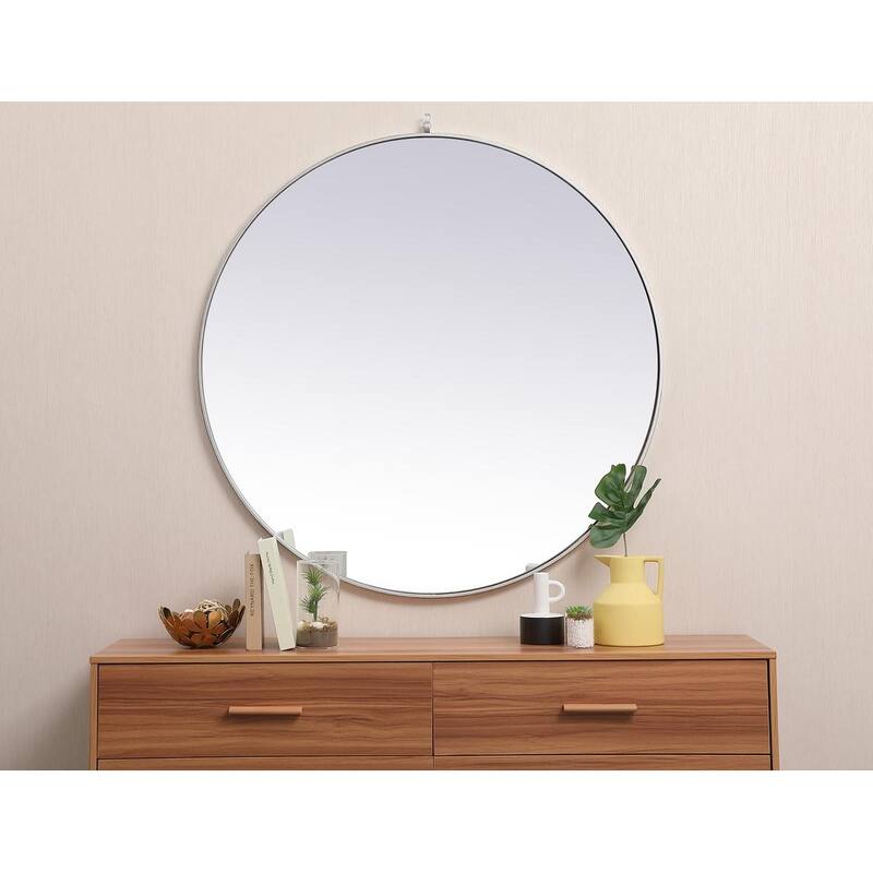 Carson Carrington Labbemala Metal Framed Round Wall Mirror - 45" Diameter - Silver