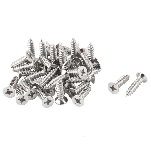 Household Metal Round Head Thread Self Tapping Screw Silver Tone 0.6cm Dia 40pcs