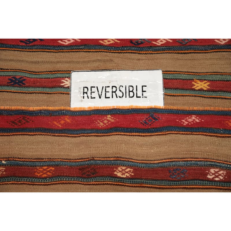 Hand Woven Oriental 100% Wool Carpet Southwestern Tribal Multi-Colored Kilim Area Rug - 7' 8'' X 4' 5''