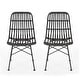 preview thumbnail 2 of 10, Assisi Wicker Dining Chairs (Set of 2) by Christopher Knight Home Gray+Black