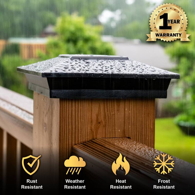 Squared Top Aluminum Outdoor Post Cap - 8" - Black