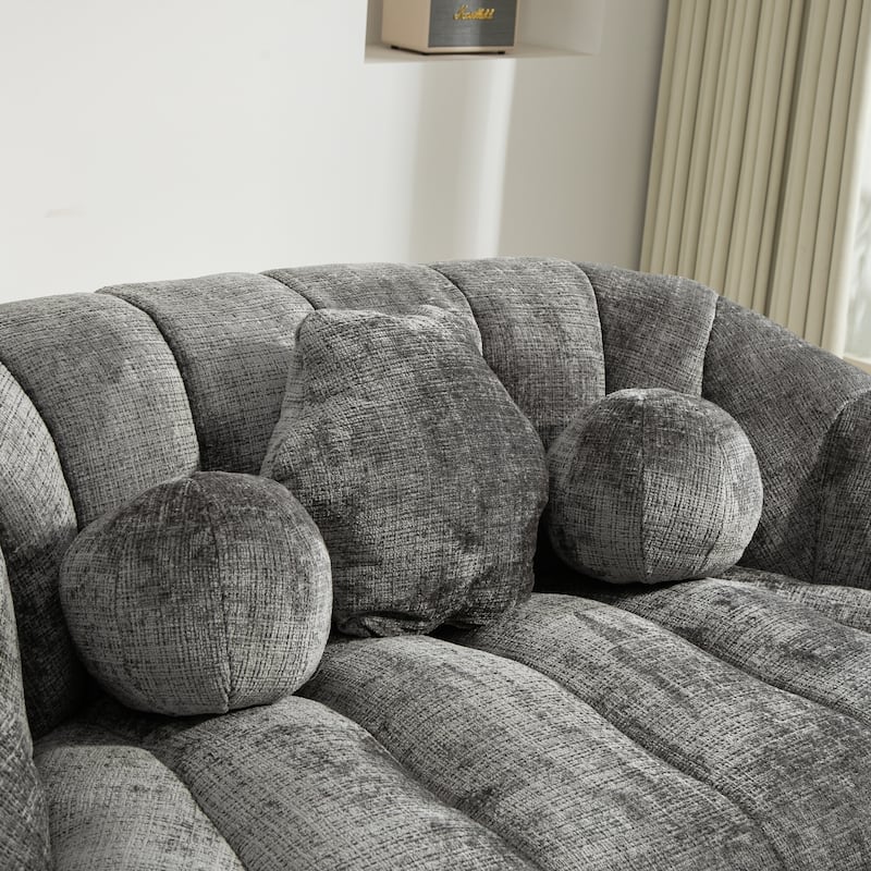 GDFStudio - Charlotte Plush Chenille Two-Seat Bean Bag Sofa for Living Room and Lounge Areas