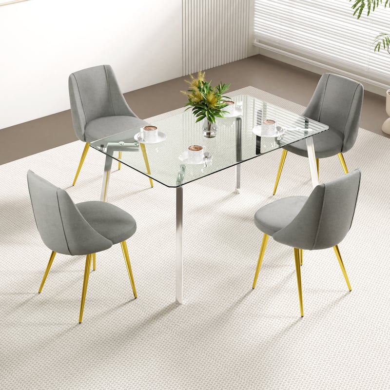 (set of 4)dining chair bedroom stool back dressing chair desk chair gold metal legs
