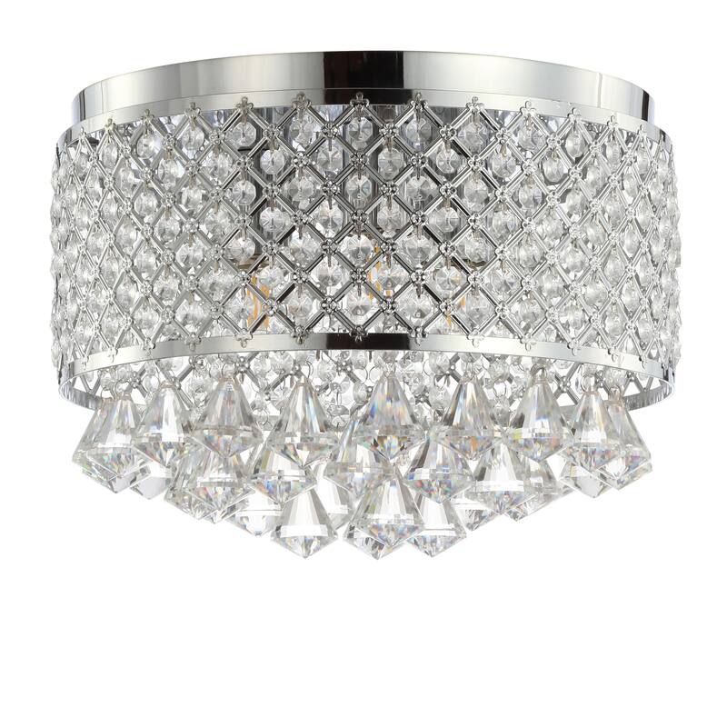 Ellen 3-Light Crystal Drops/Metal ,LED Flush Mount, by JONATHAN Y