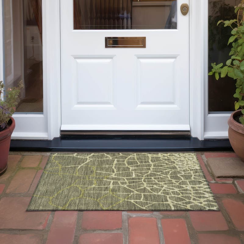 Machine Washable Indoor/ Outdoor Abstract Webby Chantille Rug