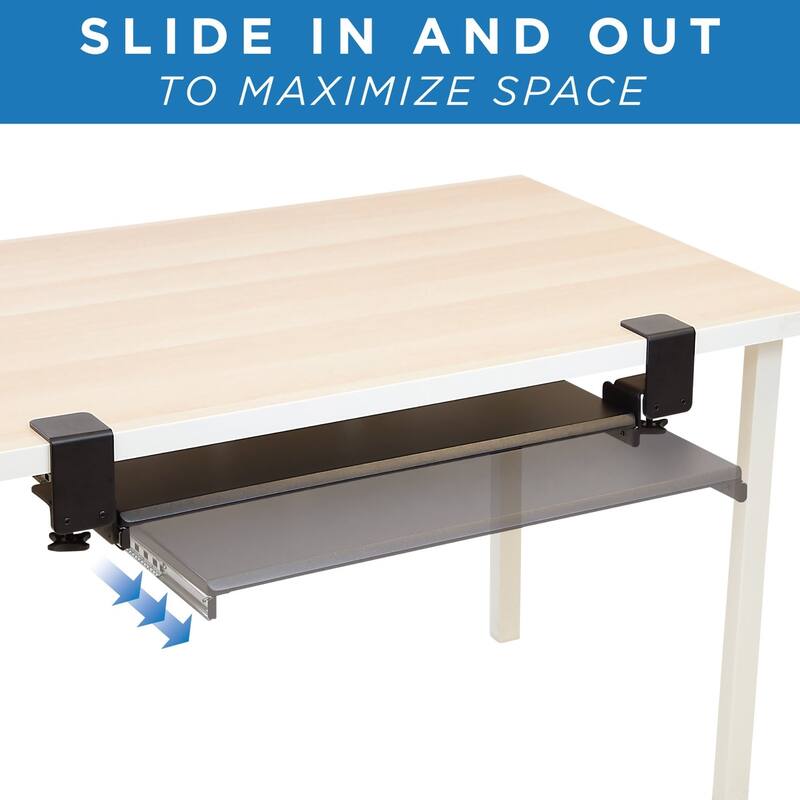 Mount-It! Clamp Keyboard Tray - Ergonomic Under Desk Pull Out Keyboard and Mouse Platform with No-Drill Easy Installation