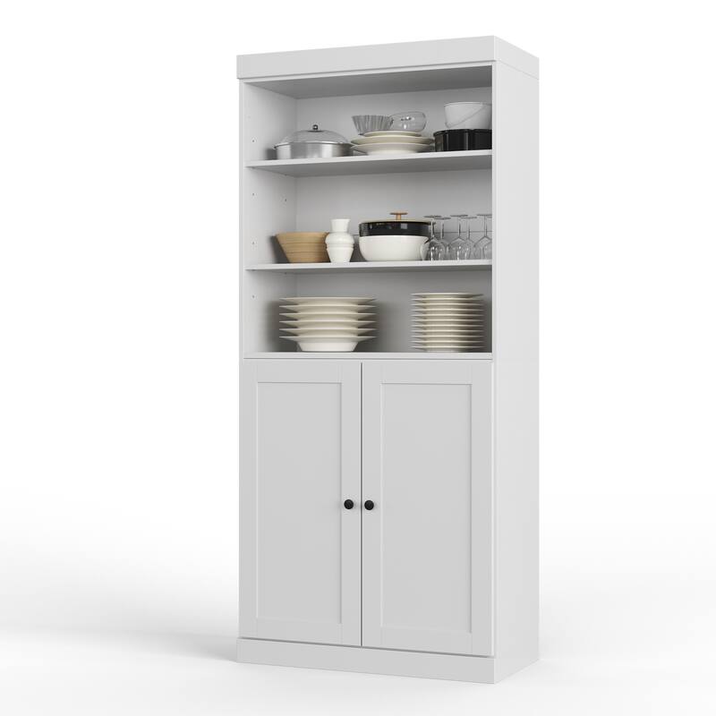 Palace Imports 100% Solid Wood 32" Pantry Cabinet with Shaker Doors and Adjustable Shelves - White