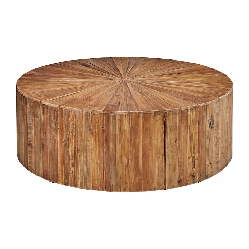 Rising Sun 48-inch Round Reclaimed Pine Cylinder Coffee Table