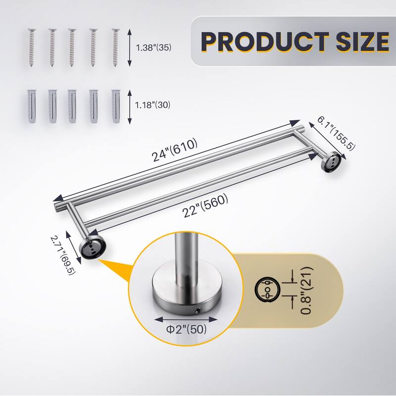 WOWOW Wall Mounted Stainless Steel Double Towel Bar