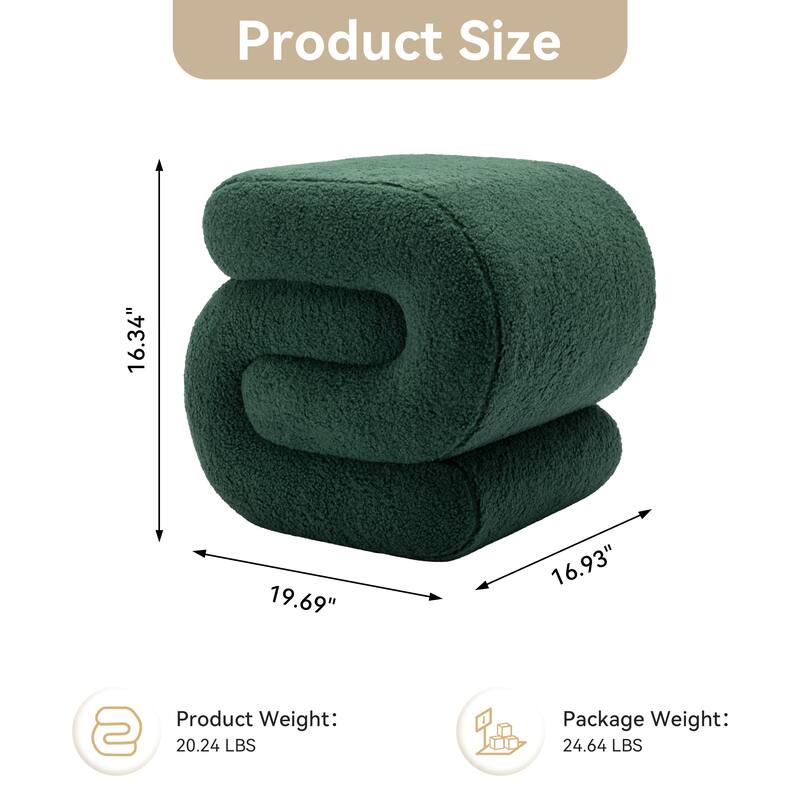 Sshape Velvet Fabric Ottoman Makeup Stool Footstool,