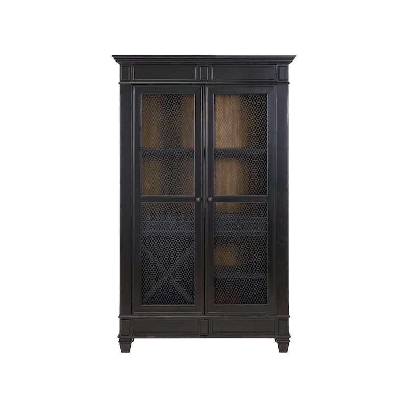 Traditional Wood Kitchen Display Cabinet, Dining Storage, Black