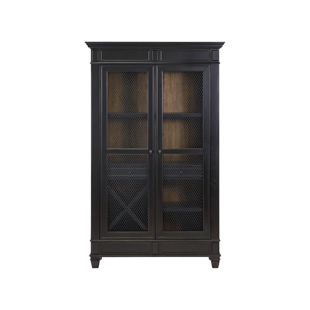 Traditional Wood Kitchen Display Cabinet, Dining Storage, Black