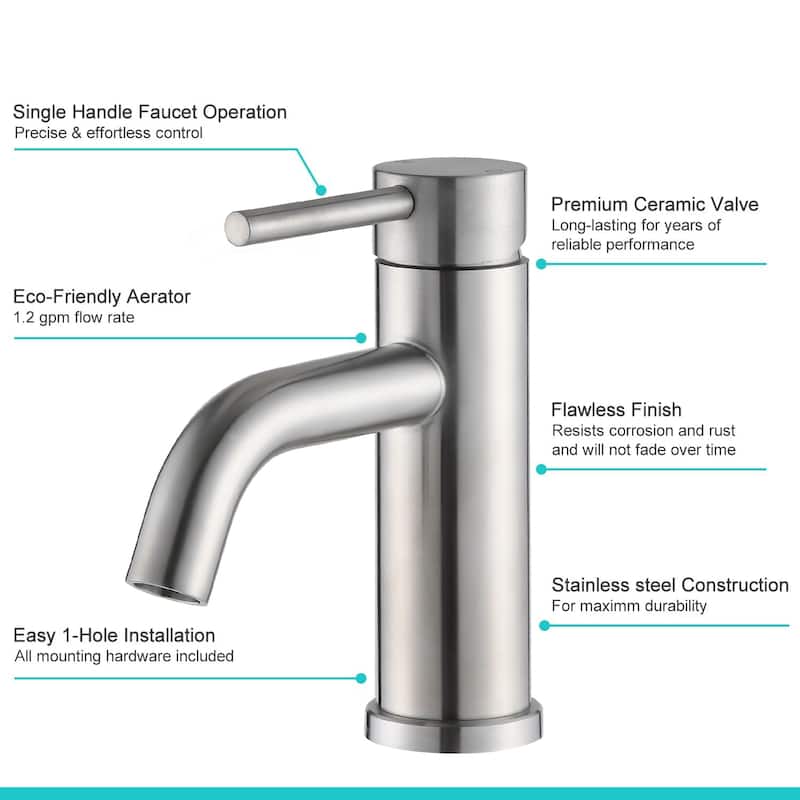 BATHLET Modern Single Hole Bathroom Sink Faucet