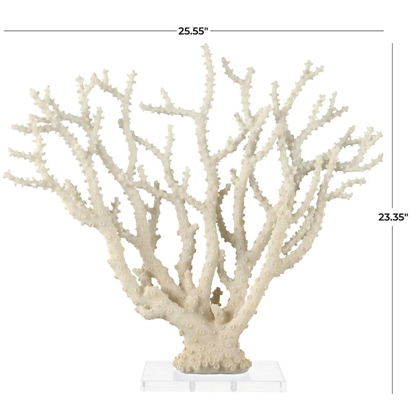 Cream Polystone Coral Decorative Sculpture with Clear Acrylic Base