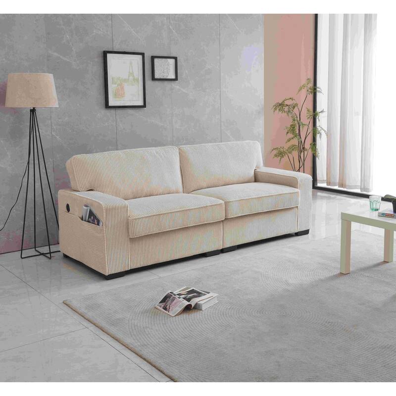 Square Arm Corduroy Sofa