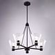 preview thumbnail 11 of 10, Dalton 5-Light Black Round Chandelier, Clear Glass Shade, Pendant Fixture r Dining Table Kitchen Entryway Bedroom Island