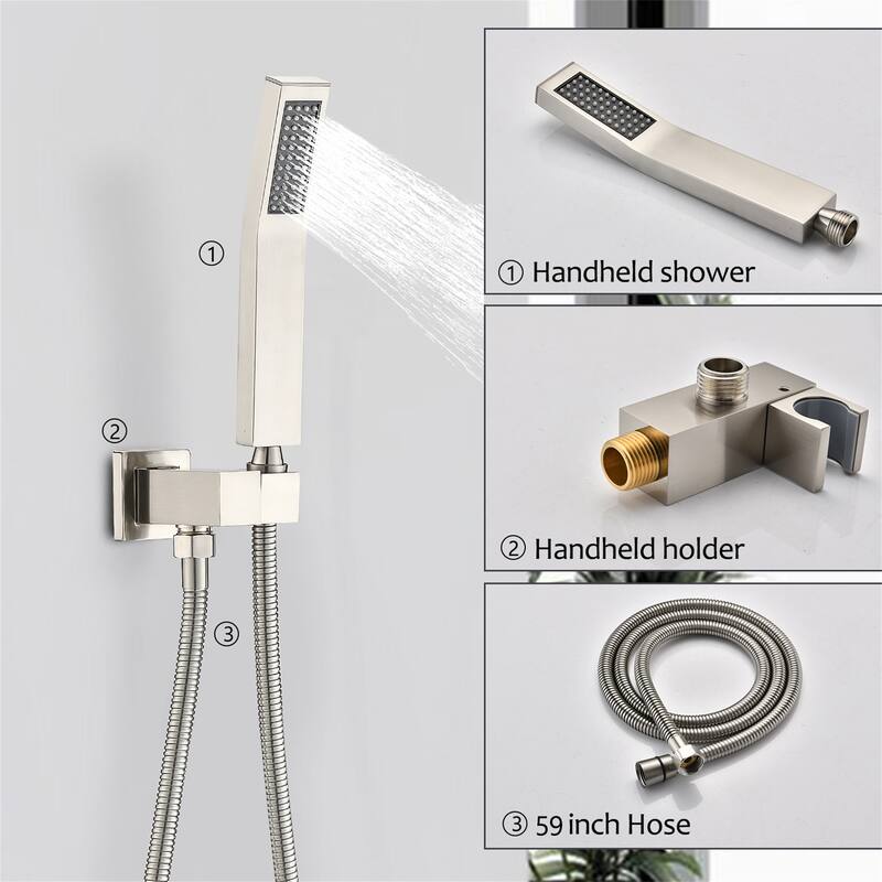 10 Inch Tub Shower Faucet With Hand Sprayer Wall Mounted Shower System With Tub Spout And Rough-in Valve Rainfall Shower Kit Set