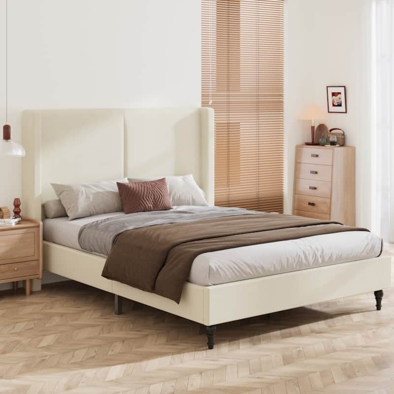 Queen Size Bed Frame with 55.5"High Back Upholstered Headboard