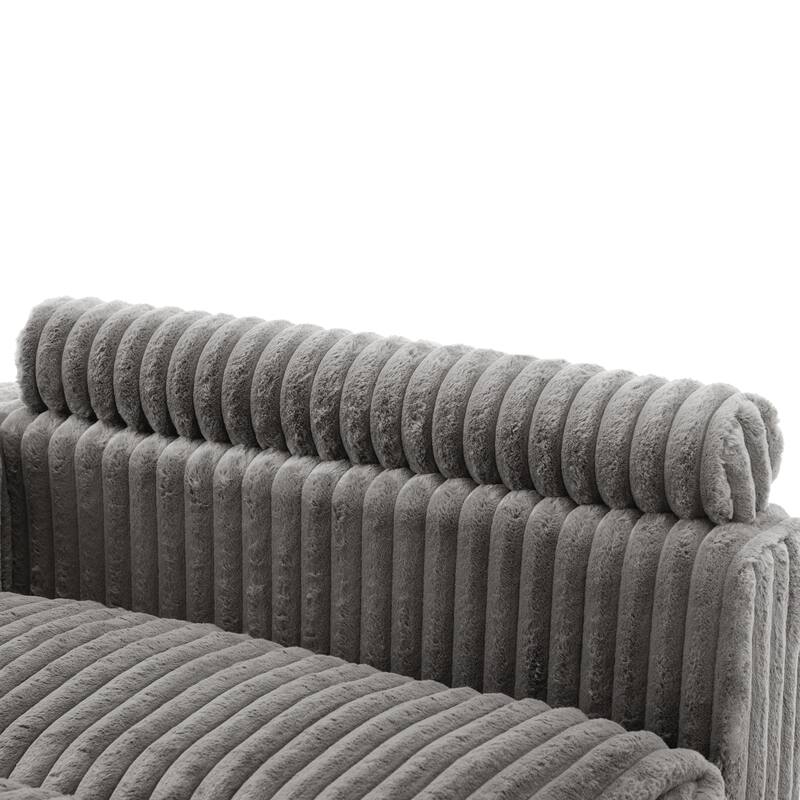 82" W Plush Corduroy Modular Sectional Sofa Chaise Lounge