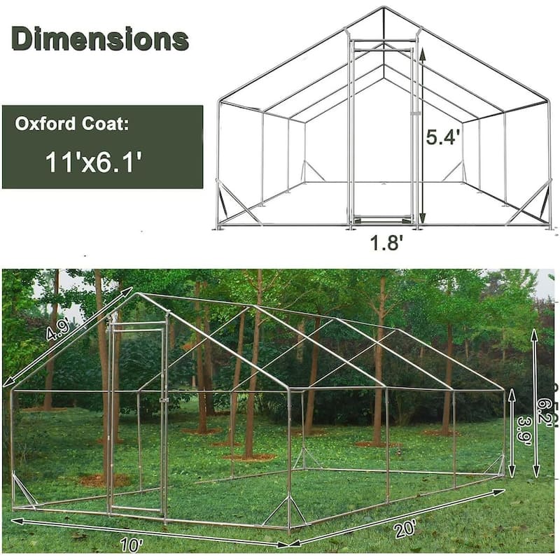 Large Chicken Coop Walk-in Poultry Cage with Water-Resident Cover