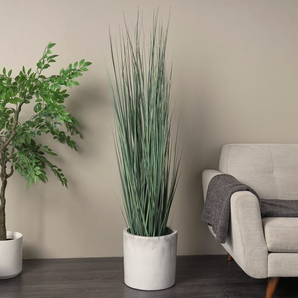 slide 2 of 14, Green Faux Foliage Tall Onion Grass Artificial Plant with Black Plastic Pot Green - 26"W, 61"H