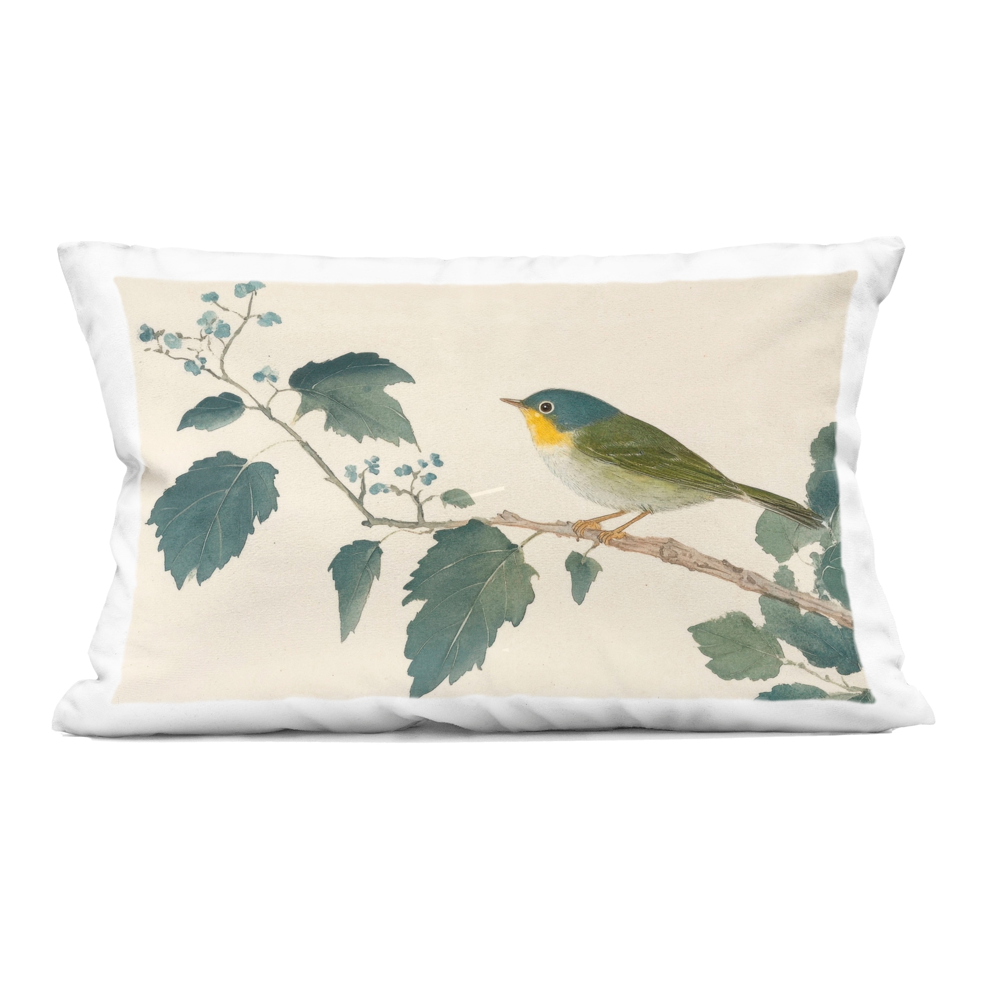 Stupell Blue Bird and Leaves Decorative Printed Throw Pillow Design by Petal Prints Design