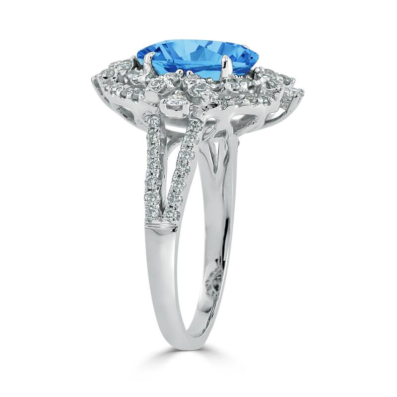 Auriya Vintage 3 1/5ct Oval Topaz and Halo Diamond Ring 3/4ctw 18K Gold