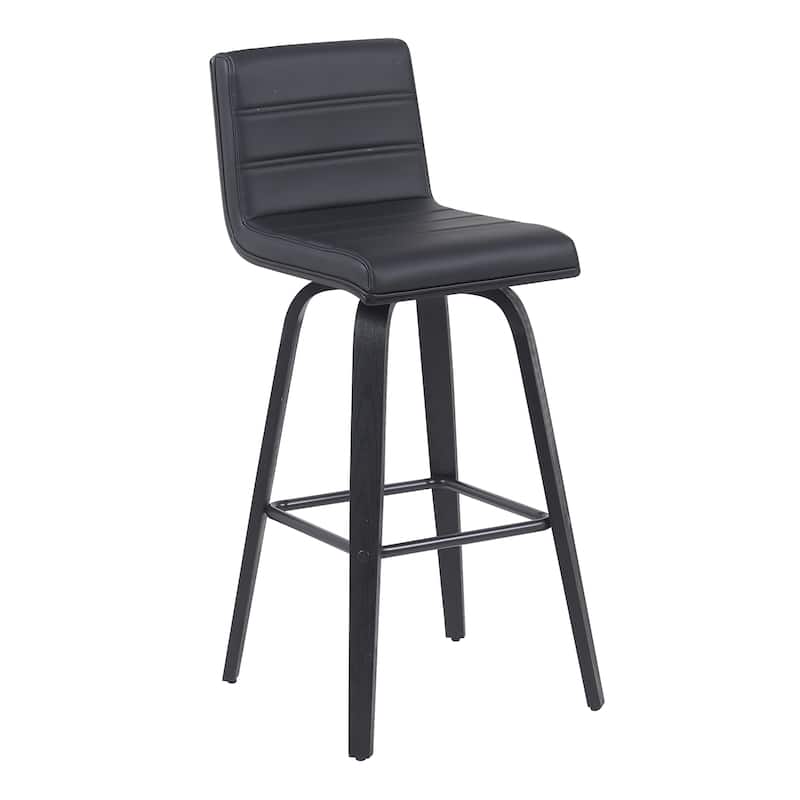 Skara Swivel Bar Stool, Upholstered Bar Height Chair with Bentwood Frame