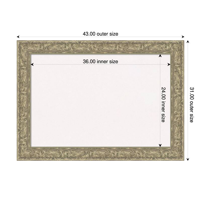 Luxe Antique Silver Framed Cork Board - Bulletin Board, Organization Board, Pin Board - White - 43 x 31 in