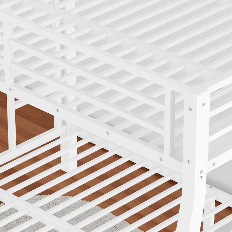 Metal Full XL over Queen Bunk Bed for Teens and Adults, Heavy-Duty Frame with Ladder, Noise-Free & Space-Saving Design