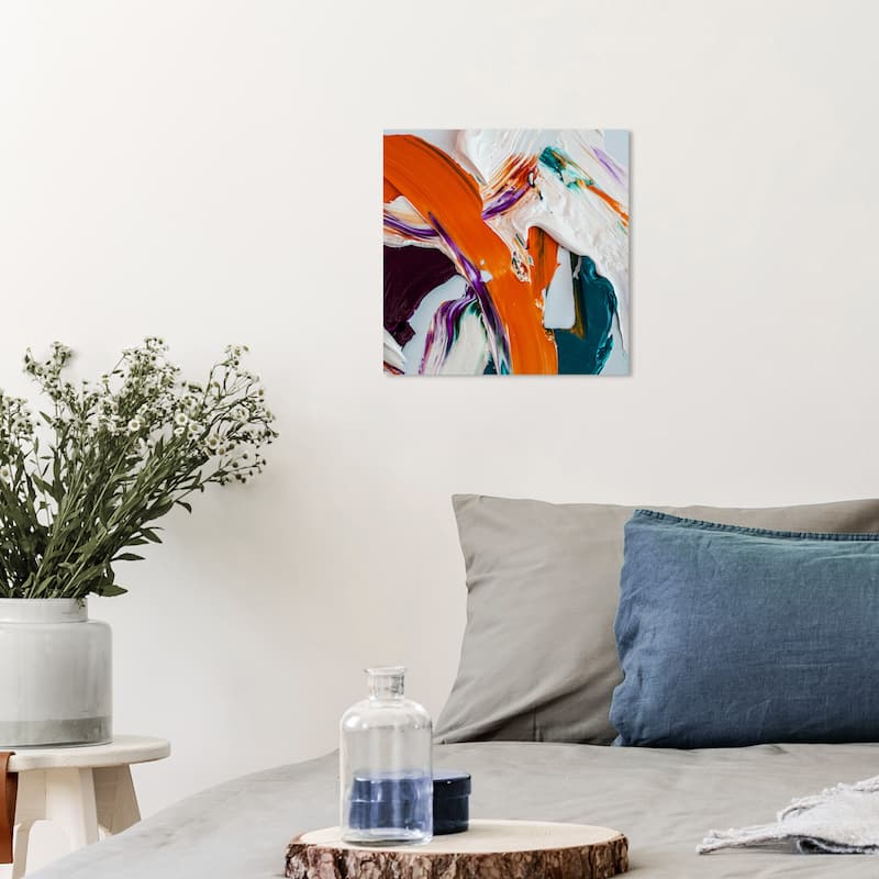 Wynwood Studio Abstract Creamy Orange White and Modern & Contemporary Wall Art Canvas Print - 12 x 12