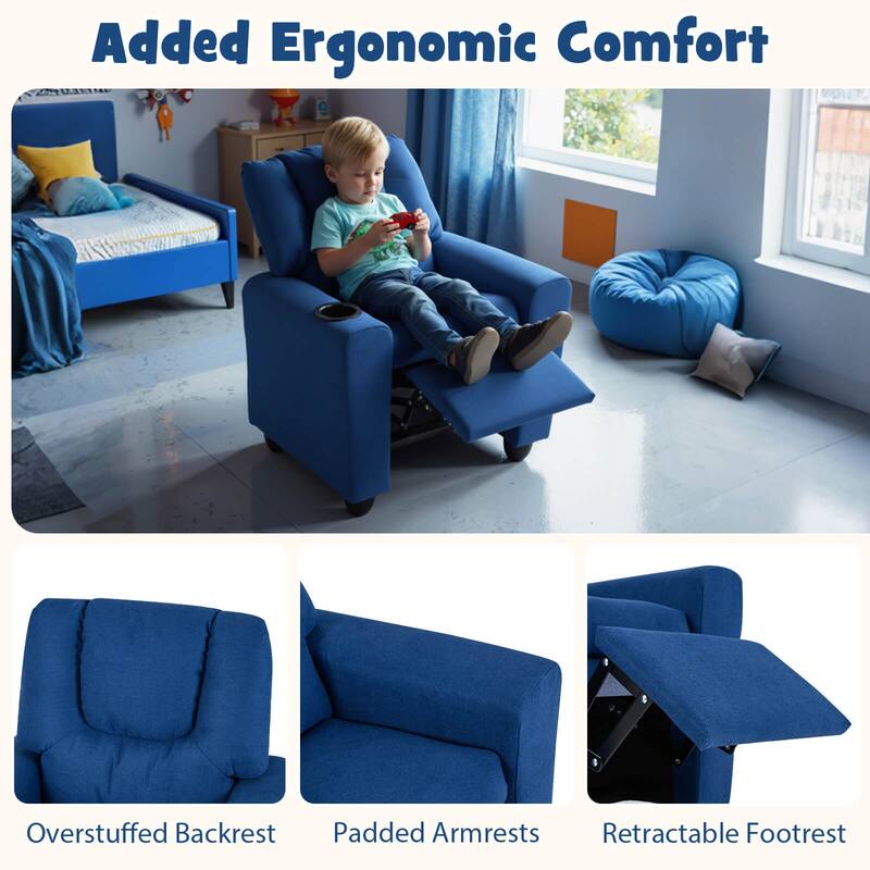 Costway Kids Recliner with Cup Holder with Adjustable Backrest &