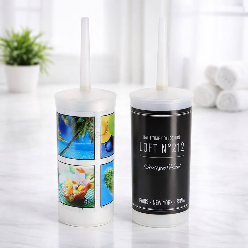 Island Toilet Brush and Holder Decorative Plastic Bath Accessory - 3.8" L x 3.8" W x 13.8" H