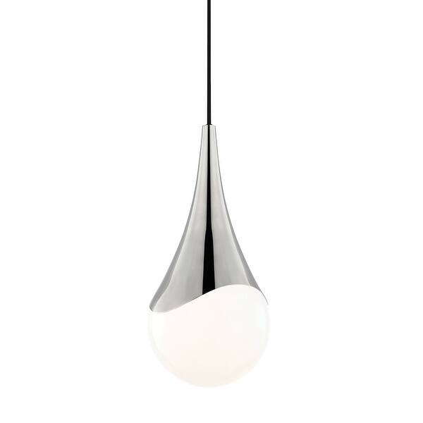 slide 1 of 1, Mitzi by Hudson Valley Ariana 1-light Polished Nickel Small Pendant, Opal Glossy Glass