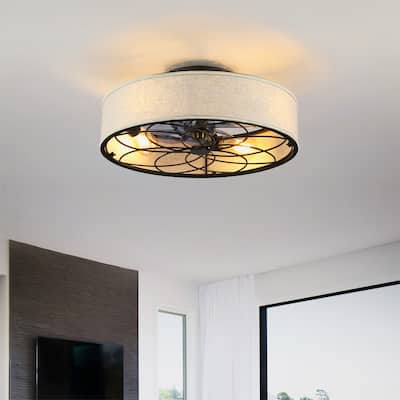 20" Low Profile Fabric Bladeless Ceiling fan with Remote Control, NOT Included Bulbs