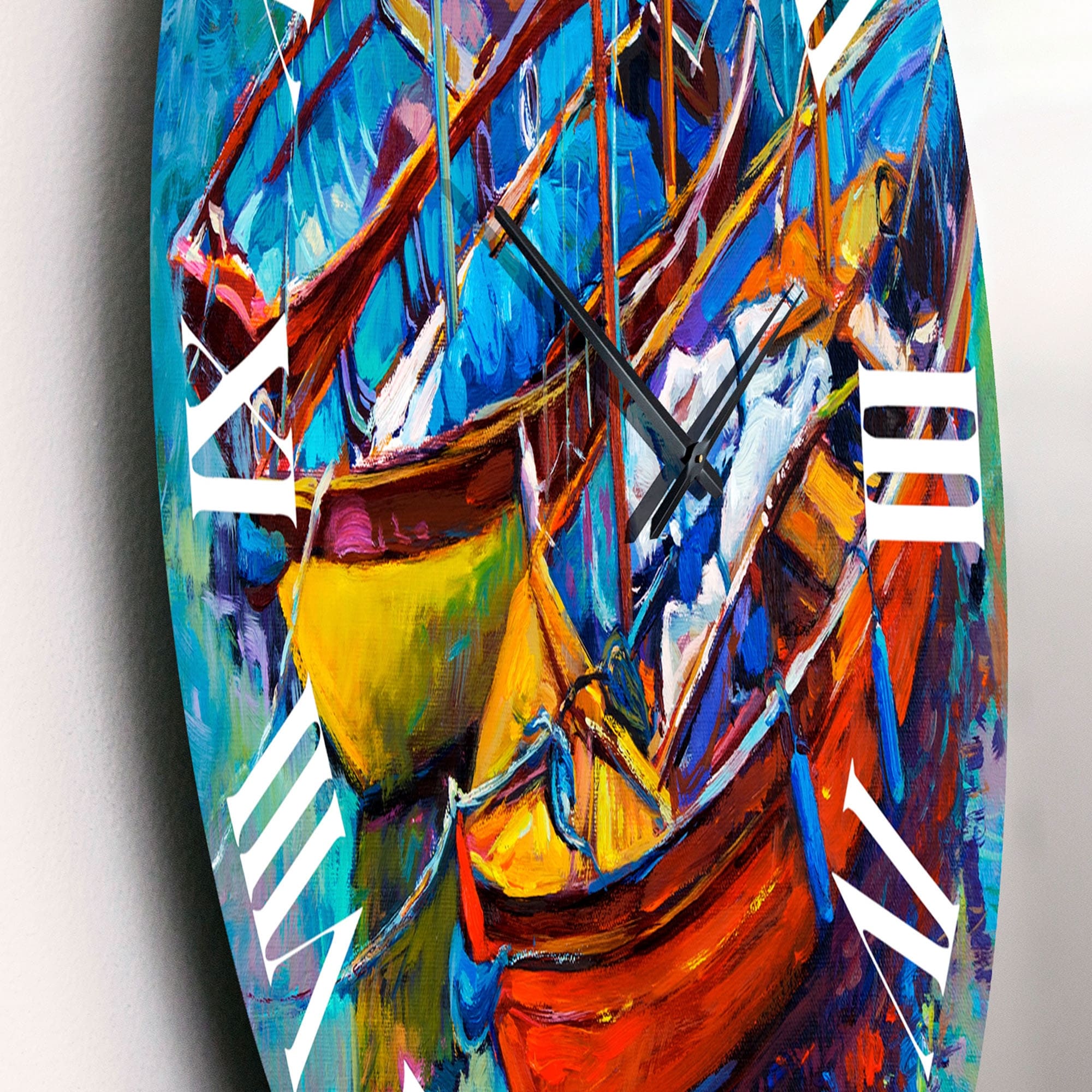 Designart 'Three Boats In The Harbor' Nautical & Coastal-image