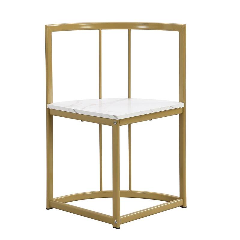 Dining Table Set for 6 - 55" Faux Marble Semi-Round Dining Table with 6 Chairs