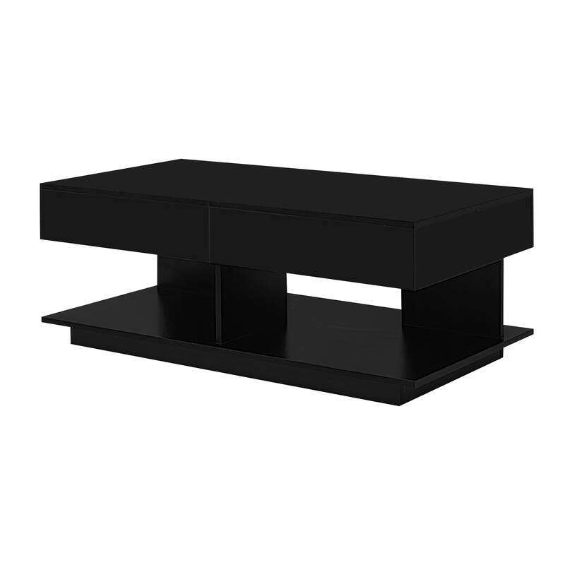 41.3-76.7'' Extendable Coffee Table with Multiple Storage for Living Room