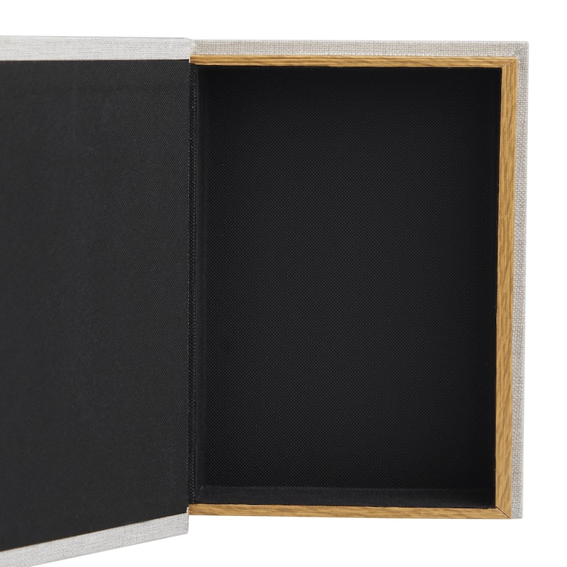 Faux Leather or Linen Fabric Book Storage Box - Set of 3 White, Beige, Black, Red or Light Gray - Roche River Decor