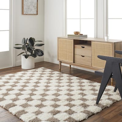 Livabliss Sibari Modern Checkered Plush Area Rug