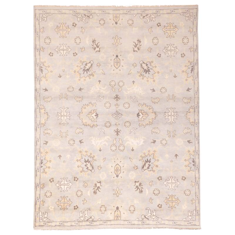 ECARPETGALLERY Hand-knotted Royal Oushak Light Grey Wool Rug - 9'1 x 11'10